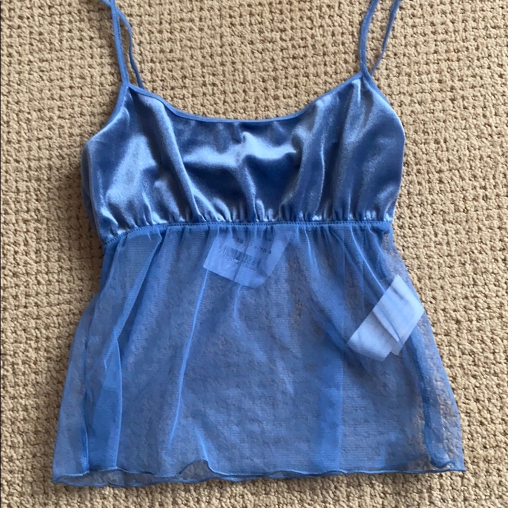 Brandy Melville blue velvet and sheer top